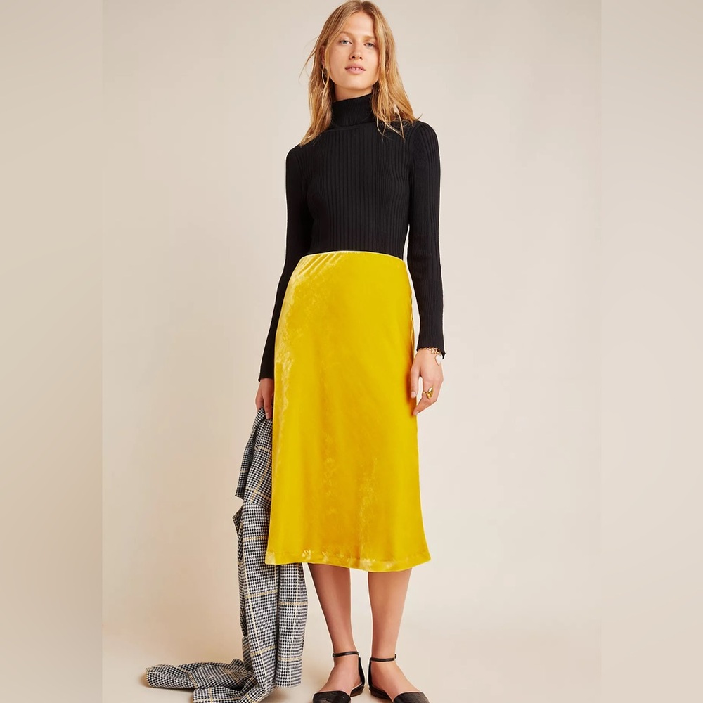 Maeve by Anthropologie Skirt Kelly Velvet Midi S Small New